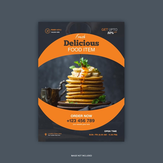 Modèle de Flyer de menu de nourriture délicieuse et saine