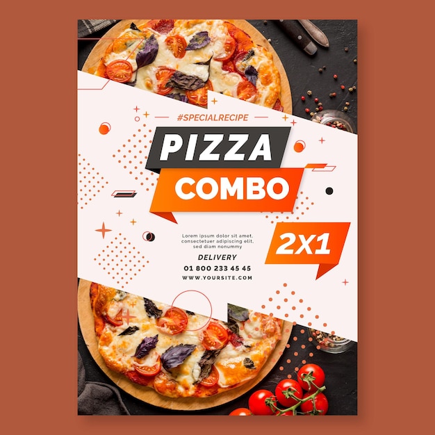 Vecteur modèle de flyer de pizza