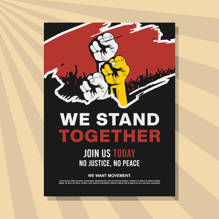 Vecteur modèle de flyer de protestation, affiche de démonstration.