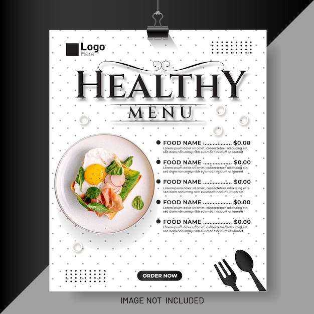 Modèle De Flyer De Publication Sur Les Médias Sociaux Pour Le Menu Des Aliments Sains