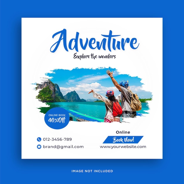 Vecteur modèle de flyer de publication sur les médias sociaux pour les vacances de voyage