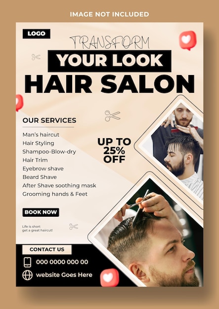 Modèle de flyer de publicité pour les salons de coiffure