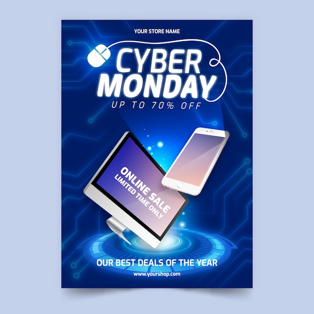 Modèle De Flyer Réaliste Cyber Monday