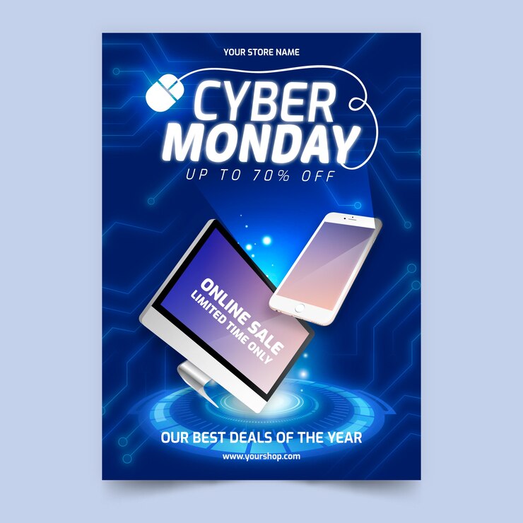 Vecteur modèle de flyer réaliste cyber monday