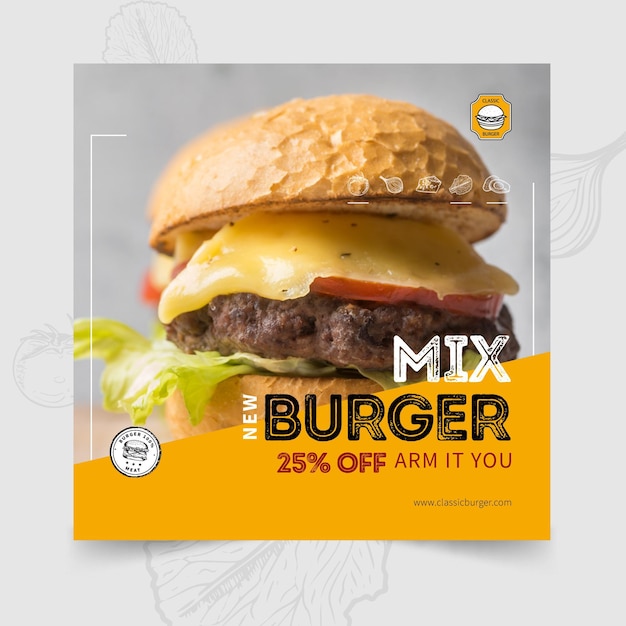 Vecteur modèle de flyer de restaurant de hamburgers