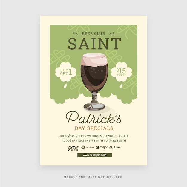 Modèle De Flyer De La Saint-patrick Vert Lucky Irish Day En Psd