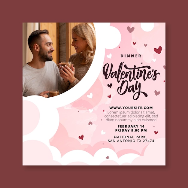 Vecteur modèle de flyer saint valentin