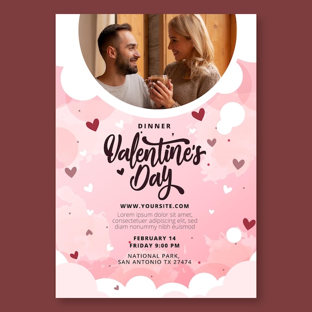 Vecteur modèle de flyer saint valentin