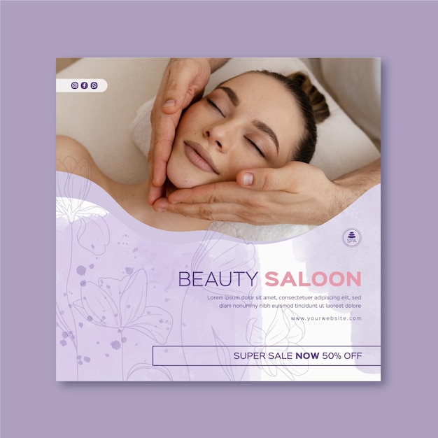 Vecteur modèle de flyer de salon de beauté