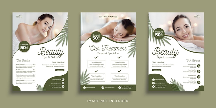 Vecteur modèle de flyer de salon de spa de beauté tropicale