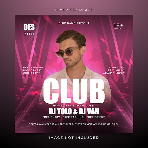 Vecteur modèle de flyer de soirée club