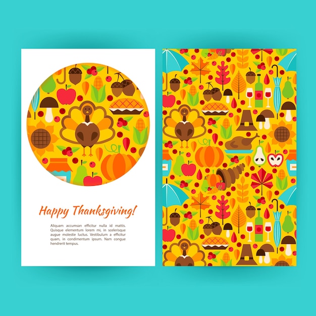 Modèle De Flyer De Thanksgiving Heureux. Illustration Vectorielle Du Concept De Vacances D'automne.