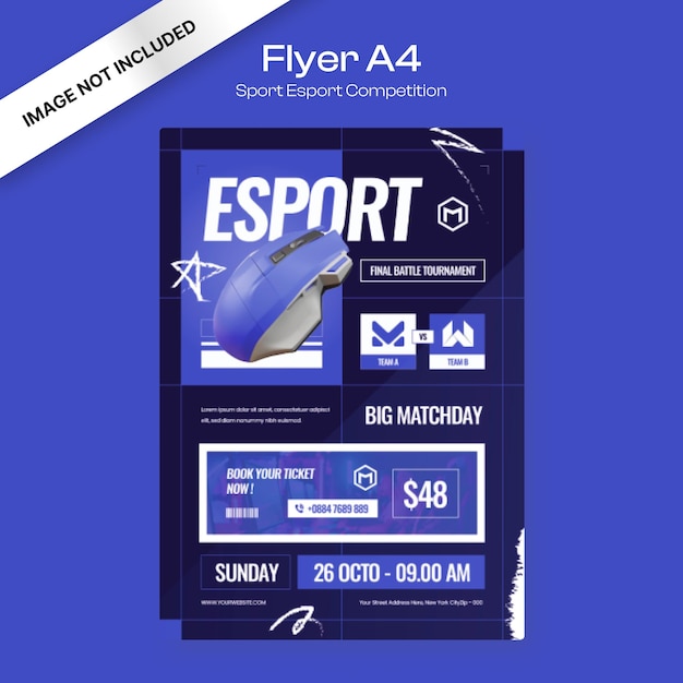 Vecteur modèle de flyer de tournoi esport