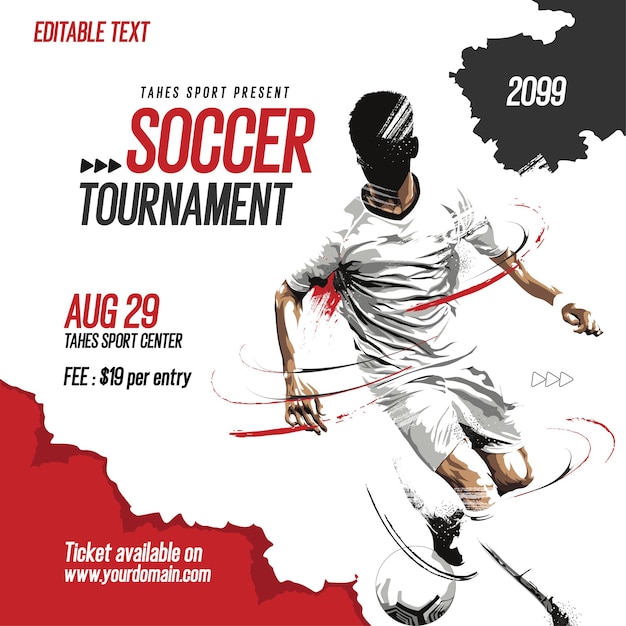 Vecteur modèle de flyer de tournoi de football