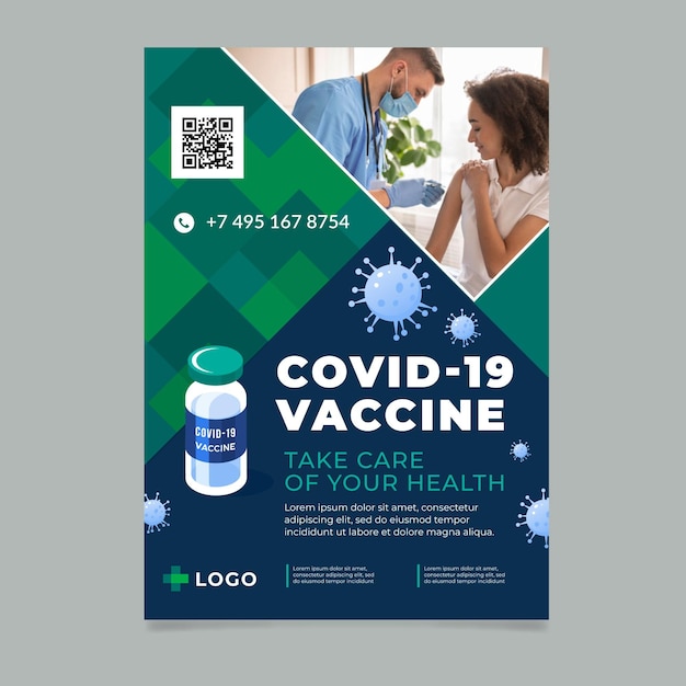 Modèle De Flyer De Vaccination Contre Le Coronavirus Plat