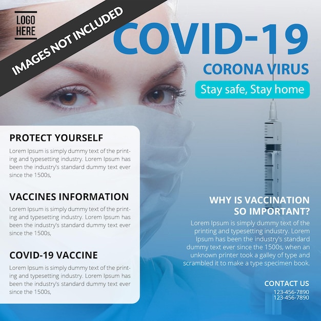 Vecteur modèle de flyer de vaccination contre le coronavirus vecteur gratuit