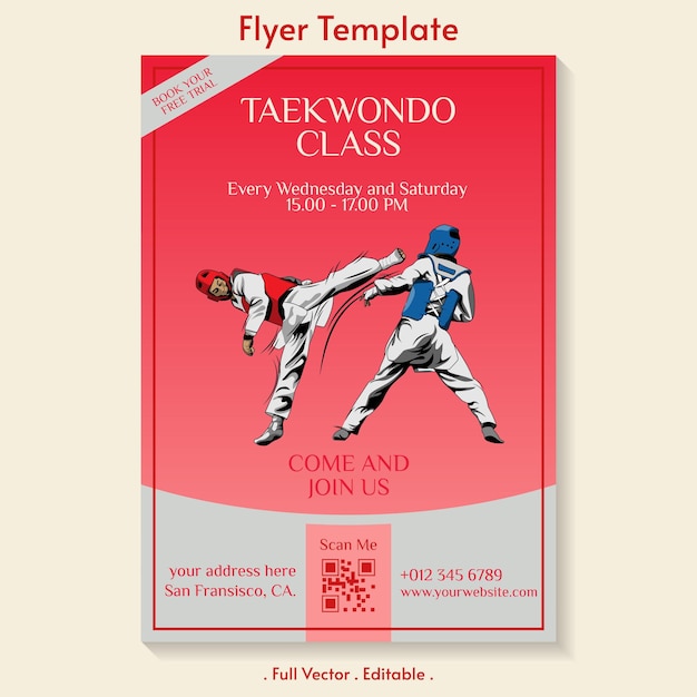 Modèle De Flyer De Vecteur De Classe De Taekwondo