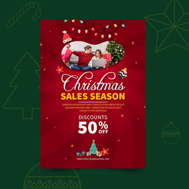 Vecteur modèle de flyer de vente joyeux noël