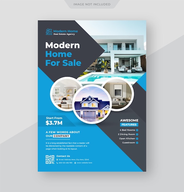 Modèle de flyer de vente de maison immobilière flyer d'entreprise modèle de dépliant de flyer de propriété