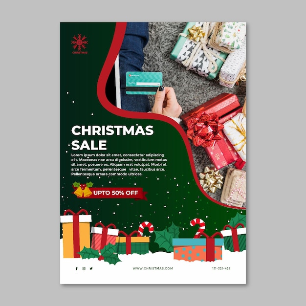 Vecteur modèle de flyer de vente de noël