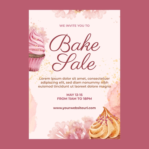 Modèle De Flyer De Vente De Pâtisseries Aquarelle