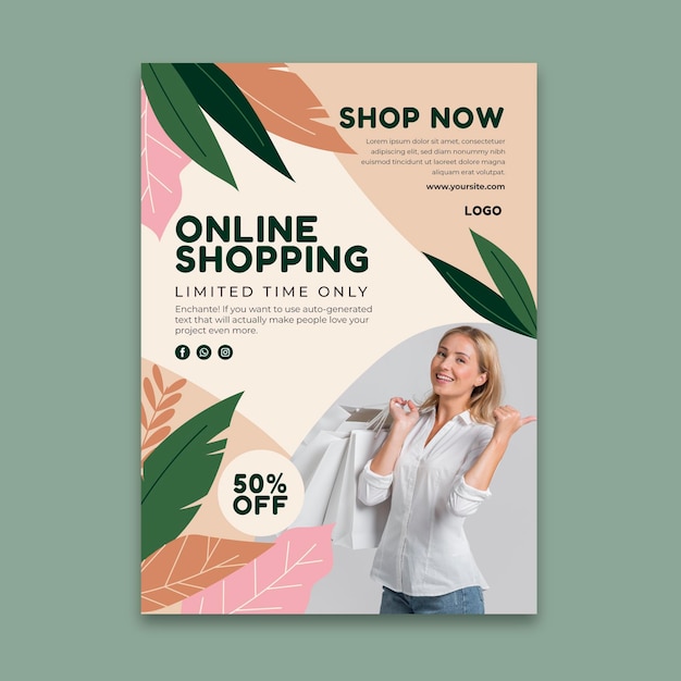 Modèle de flyer vertical d'achat en ligne
