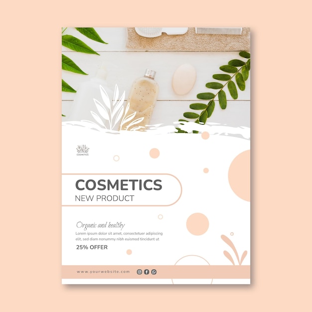 Vecteur modèle de flyer vertical cosmétique