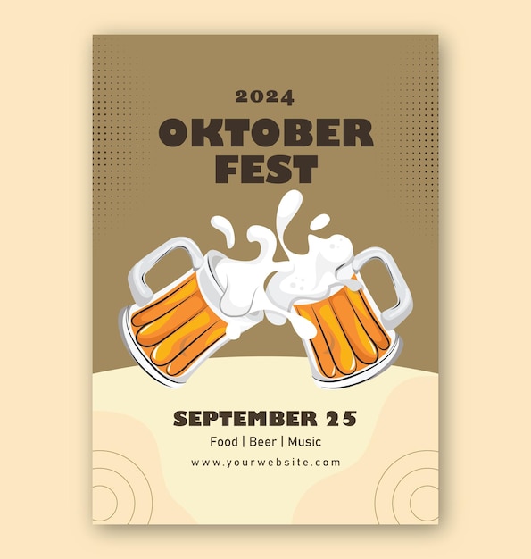 Vecteur modèle de flyer vertical oktoberfest dessiné à la main