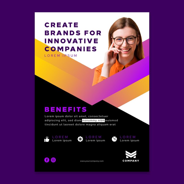 Vecteur modèle de flyer vertical pour les entreprises innovantes