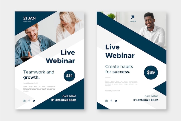 Modèle de flyer de webinaire avec photos