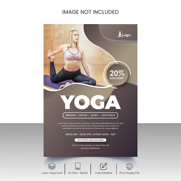 Modèle de flyer de yoga et de méditation moderne