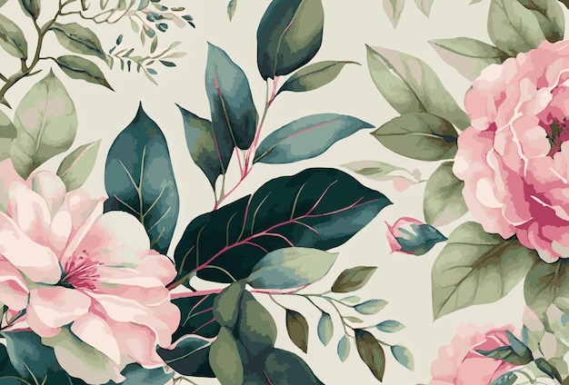 Modèle de fond d'art floral abstrait Botanique aquarelle fleurs dessinées à la main brosse conception d'art en ligne