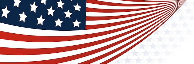 Vecteur modèle de fond de bannière bleu et rouge américain. bannière de la nation américaine avec drapeau national vecteur d'indépendance et de liberté. célébration de la fête du pays des états-unis. contexte patriotique avec agitant le drapeau américain