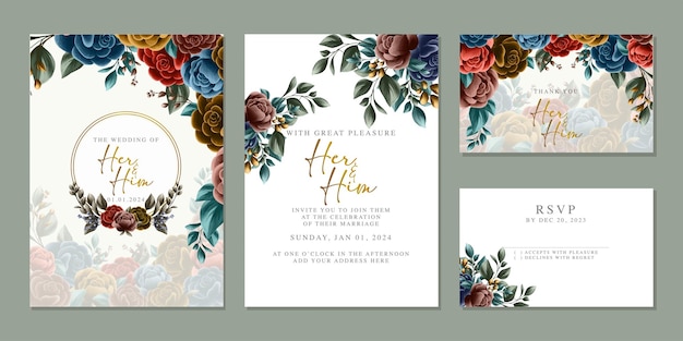 Modèle De Fond De Carte D'invitation De Mariage De Belles Fleurs De Luxe