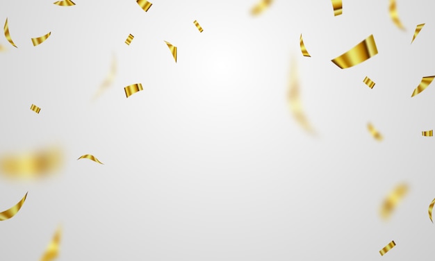 Modèle De Fond De Célébration Avec Des Rubans D'or Confettis.