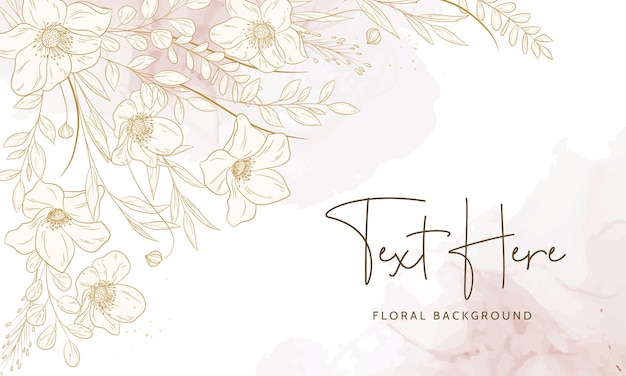 Modèle de fond floral or minimal dessiné à la main