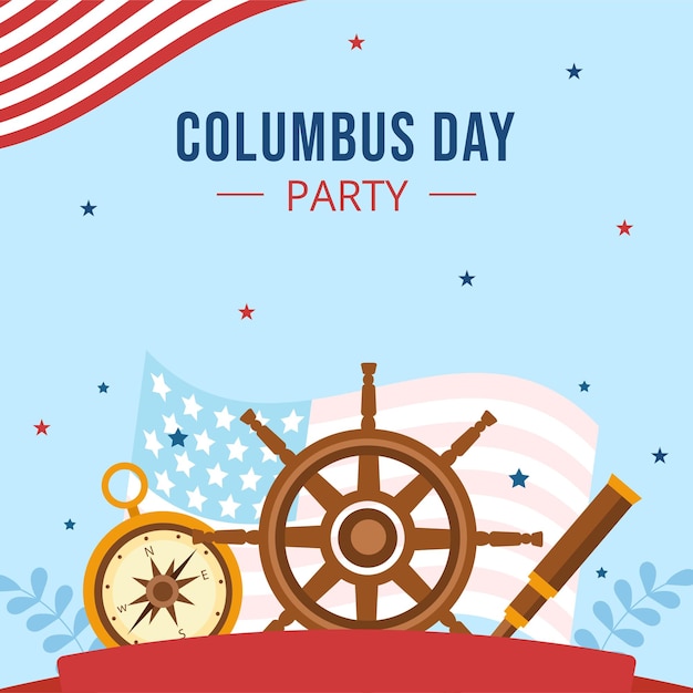 Modèle de fond Happy Columbus Day Illustration plate de dessin animé dessiné à la main