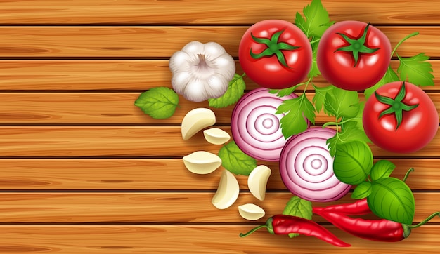Modèle de fond avec des légumes frais
