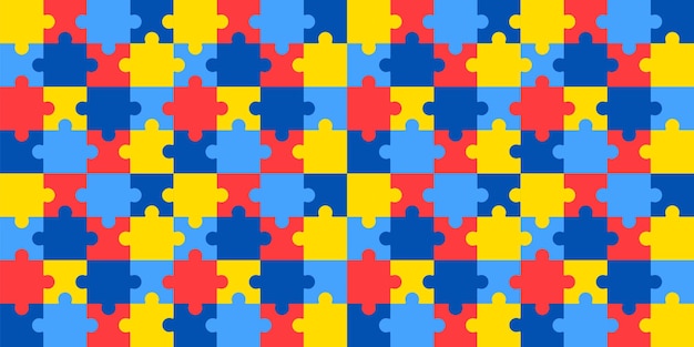 Vecteur modèle de fond de motif de puzzle de la journée mondiale de sensibilisation à l'autisme puzzle coloré de la journée mondiale de l'autisme