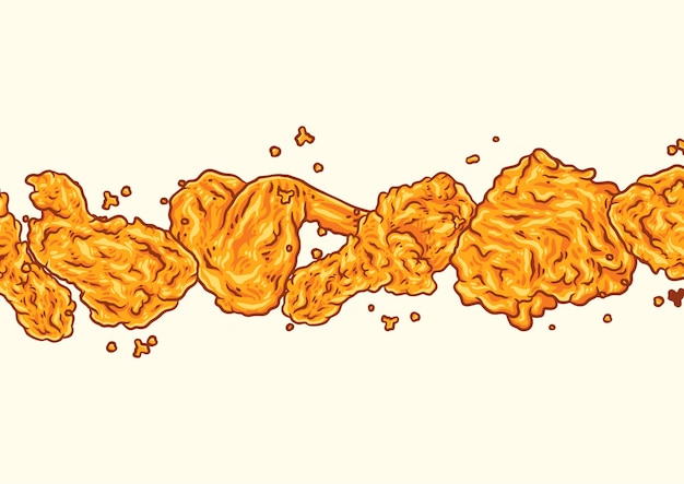 Modèle De Fond De Poulet Frit Croustillant, Illustration Vectorielle De Fast-food Fond