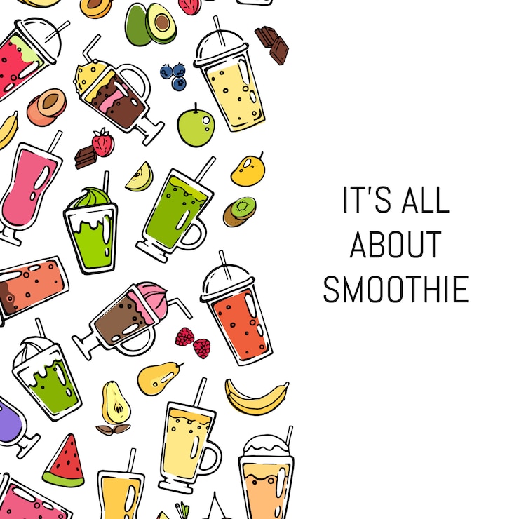 Vecteur modèle de fond de smoothie doodle