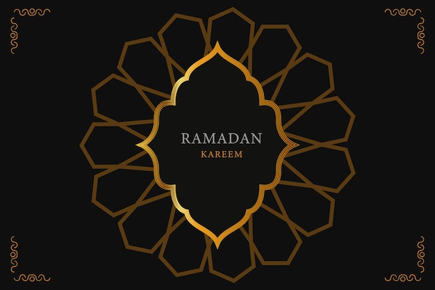 Vecteur modèle de fond sombre islamique ramadan kareem avec des ornements dorés