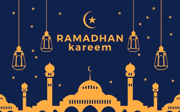 Modèle De Fond De Vecteur Design Plat Ramadan Kareem