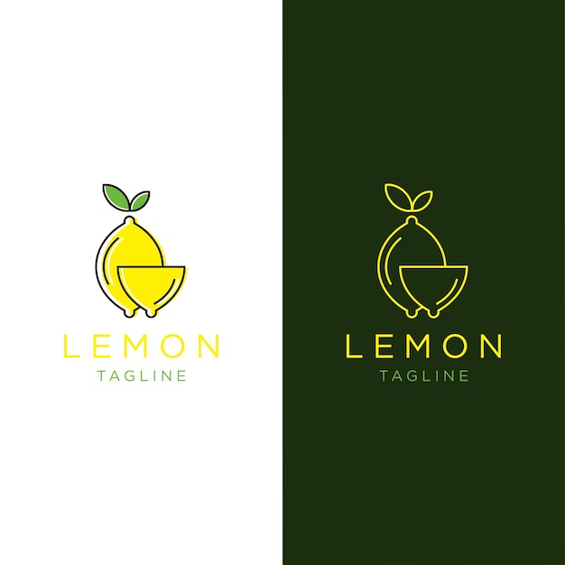 Vecteur modèle frais citron fruits dessin au trait coloré logo design vecteur symbole icône illustration