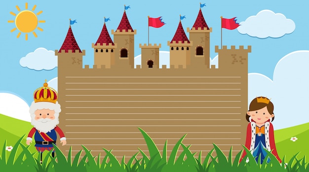 Modèle de frontière avec le roi et la reine au château