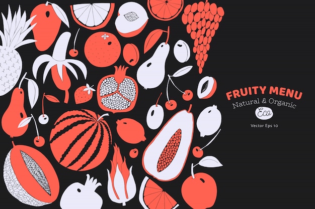 Modèle de fruits dessinés à la main scandinave.