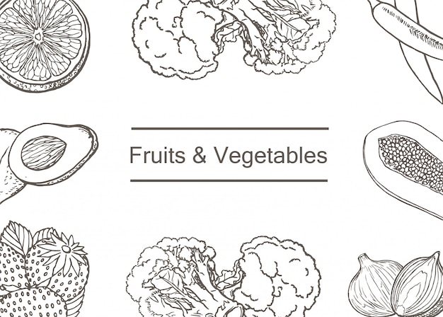 Modèle De Fruits Et Légumes Dessinés à La Main