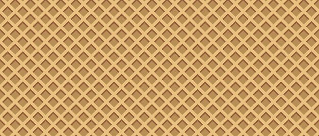 Modèle de gaufrette réaliste sans soudure Fond de gaufrette Texture vectorielle de cône de crème glacée Fond de gaufrette de dessert sucré Texture de gaufrette répétée appétissante Illustration vectorielle