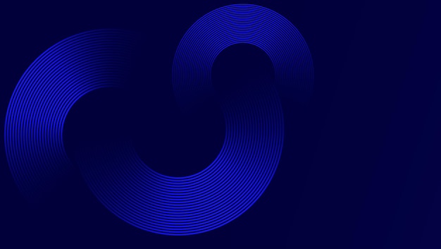 modèle de gradient d'onde circulaire bleue abstrait art de ligne minimaliste design d'arrière-plan sombre