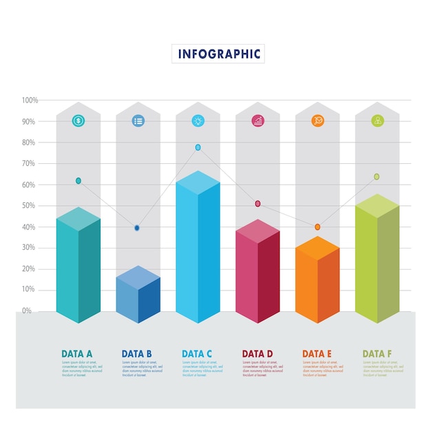Modèle de graphique à barres minces colorées